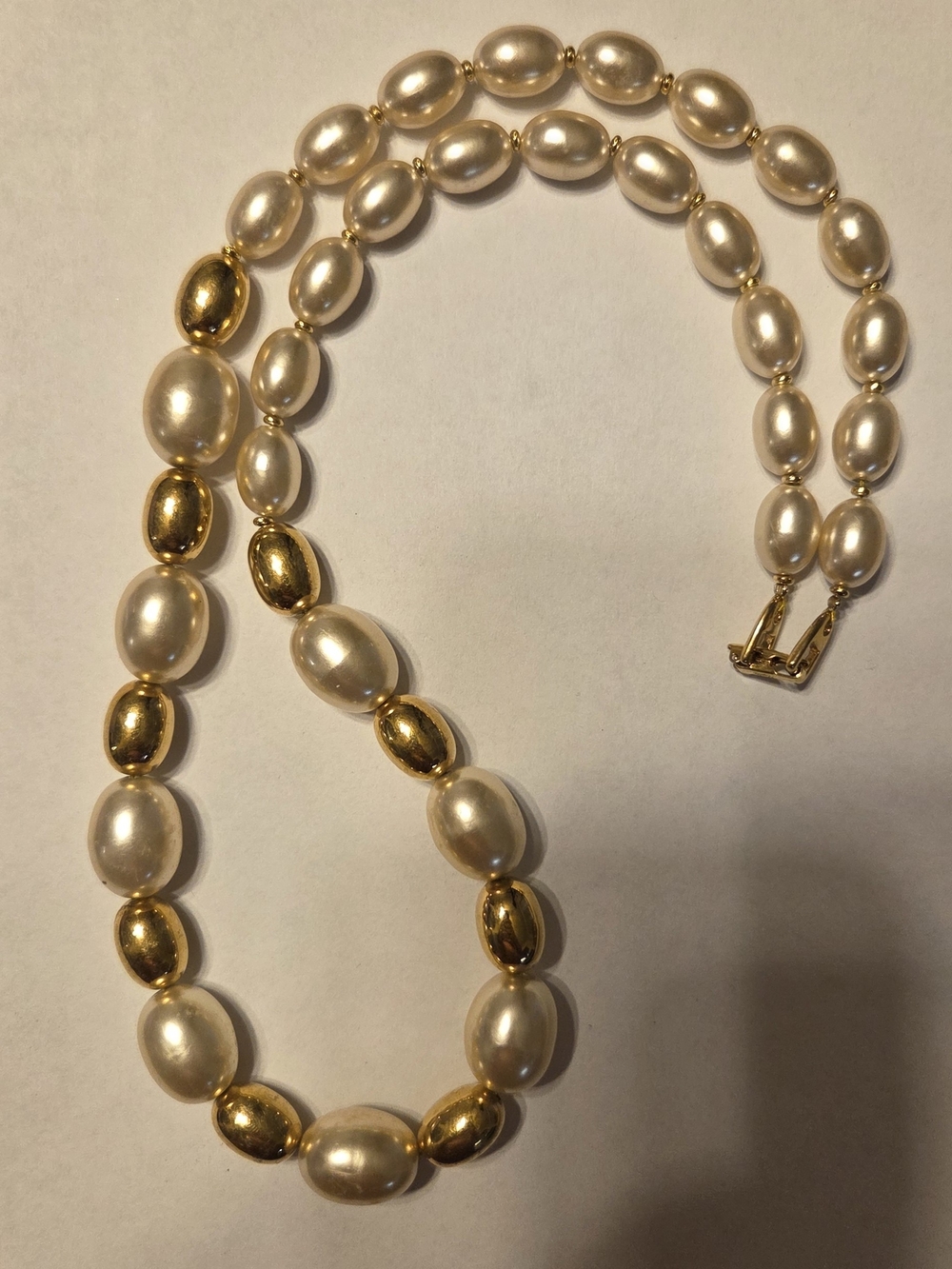 Vintage Napier Pearl and Gold Bead Necklace